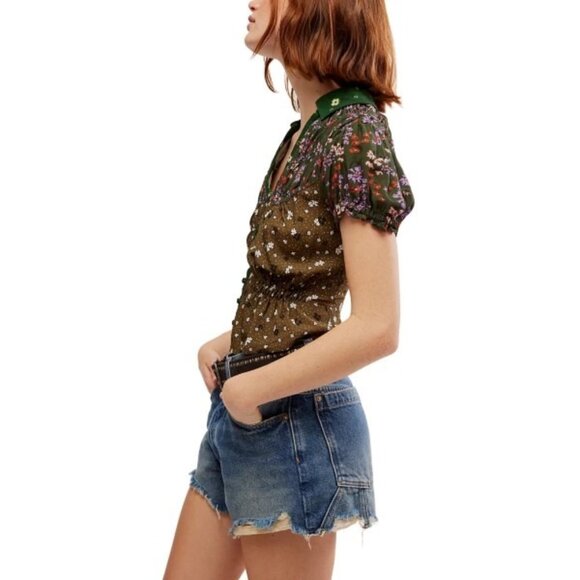 Free People Bella Button-Up Shirt V-Neck Medium New with Tags - Picture 4 of 7